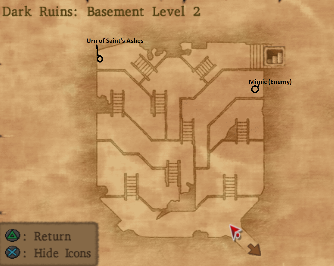Map of Dark Ruins Basement Level 2